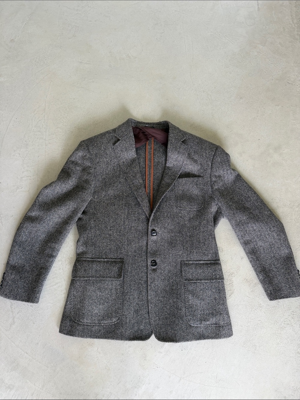 Billy Reid Gray Herringbone Wool Sport Coat